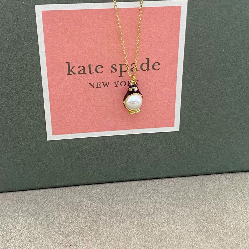 kate spade Enamel Pearl Penguin Pendant Necklace